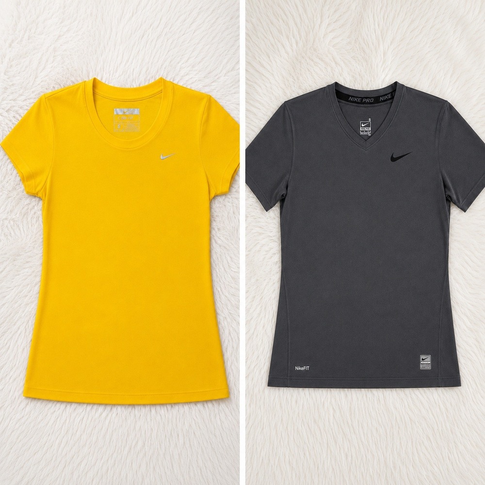 Nike Womens Activewear Lot Nike Pro V Neck & Crew Neck‎ Dri Fit Tops Small 2pc